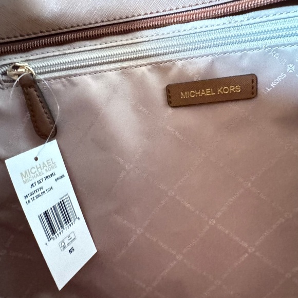 Michael Kors Jet Set Travel Large Shoulder Tote Bag MK Brown - Picture 11 of 14